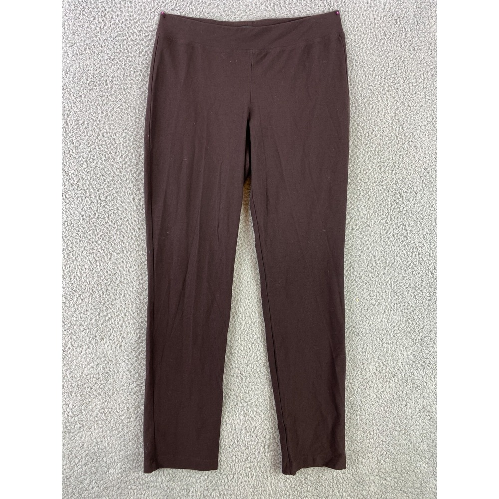 Eileen Fisher Pants Women's XS Brown Elastic Waist Stretch Straight Mid Rise